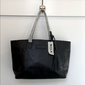 M.I.L.A. Luxury Italian Leather Black Tote